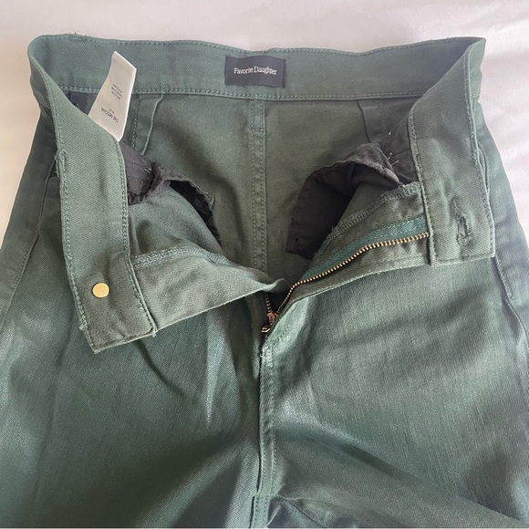 Favorite Daughter "The Mischa" Belize Green Shiny Coated Sheen Wide Leg Pant - Picture 11 of 17